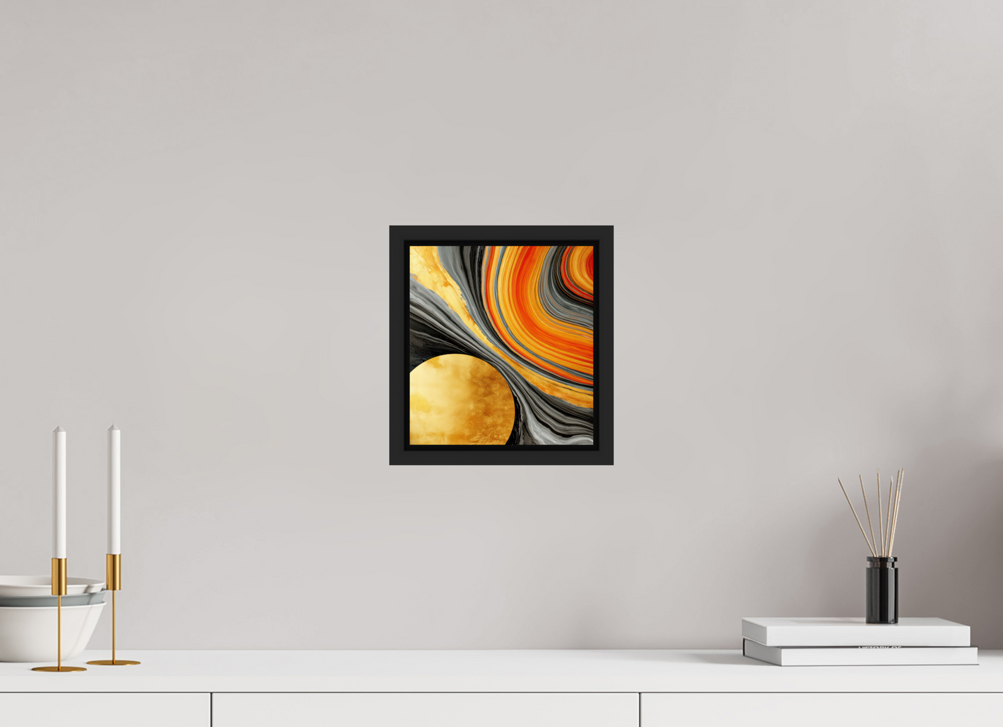 8 x 8.7″, Fine Art Print on Aluminum Dibond with Boarder Abstract Gold Geode