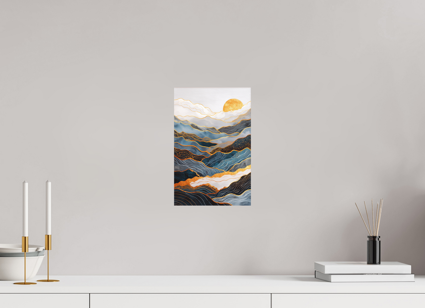 8 x 12.3″, Photo Print on Aluminum Backing Abstract Art Deco Mountains