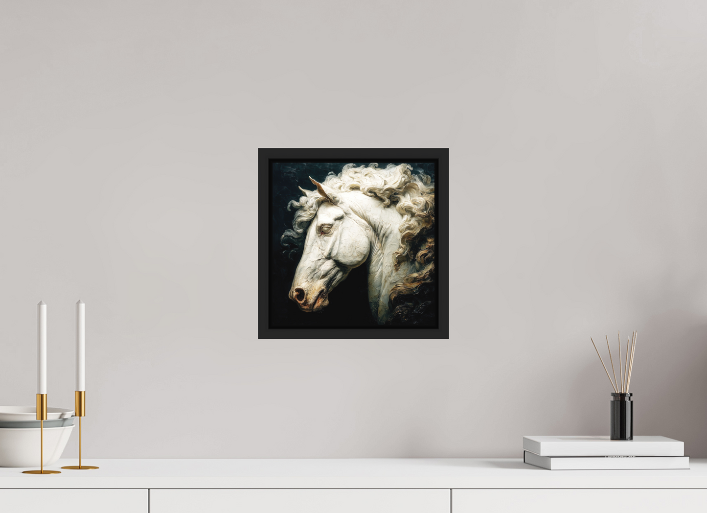 10 x 10″, Photo Print on Aluminum Backing with boarder Pale Horse