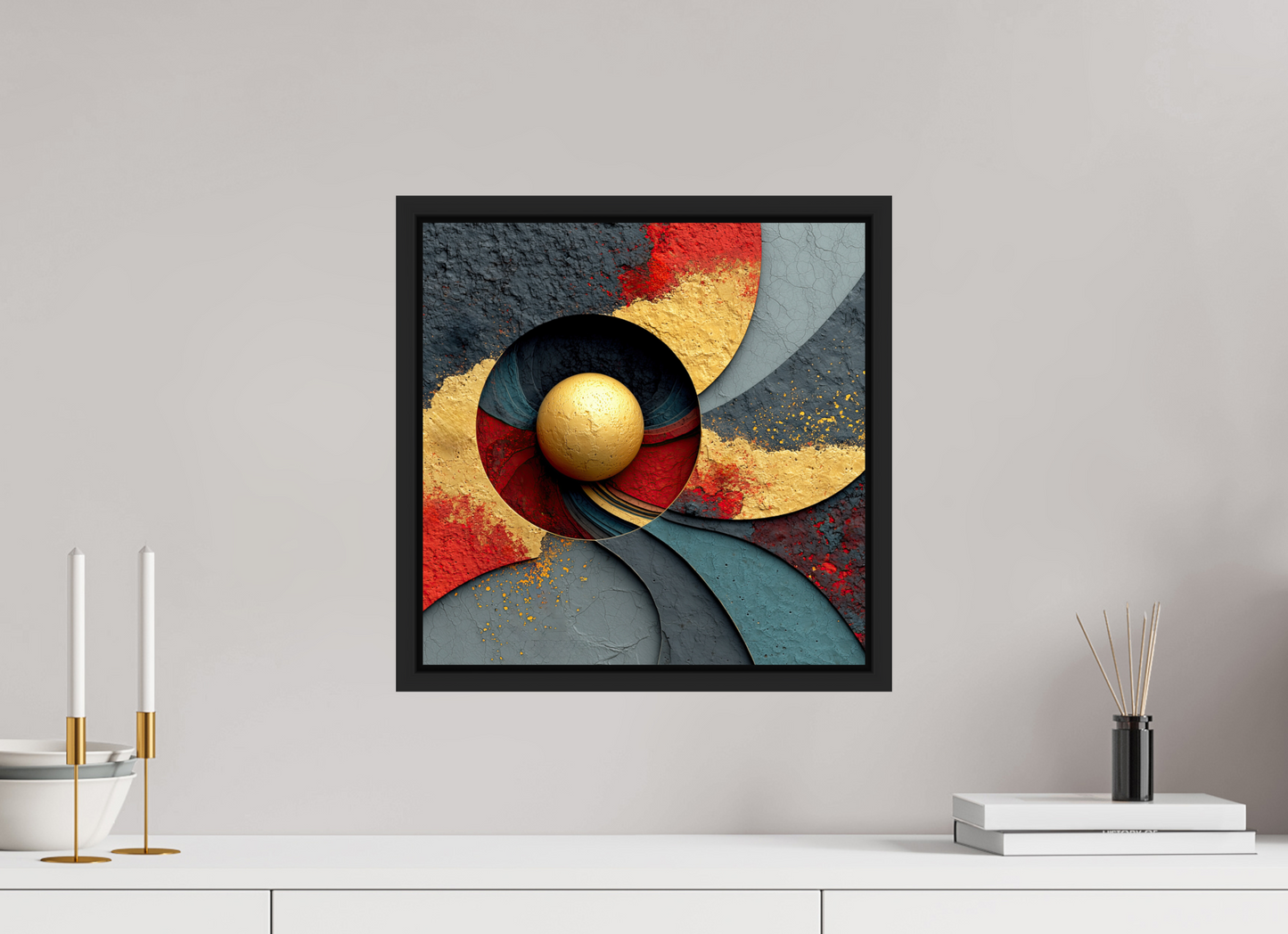 15 x 15″, Fine Art Print on Aluminum Dibond with Boarder Gold Ball