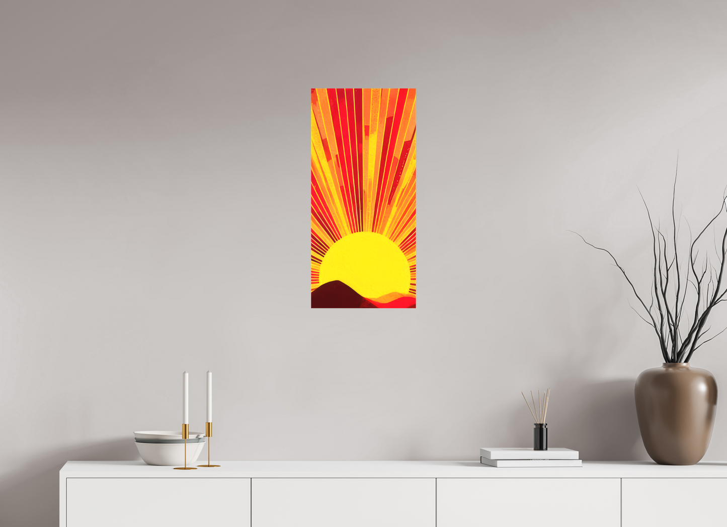 12 x 25.6″, Textile on Canvas Abstract Desert Sun