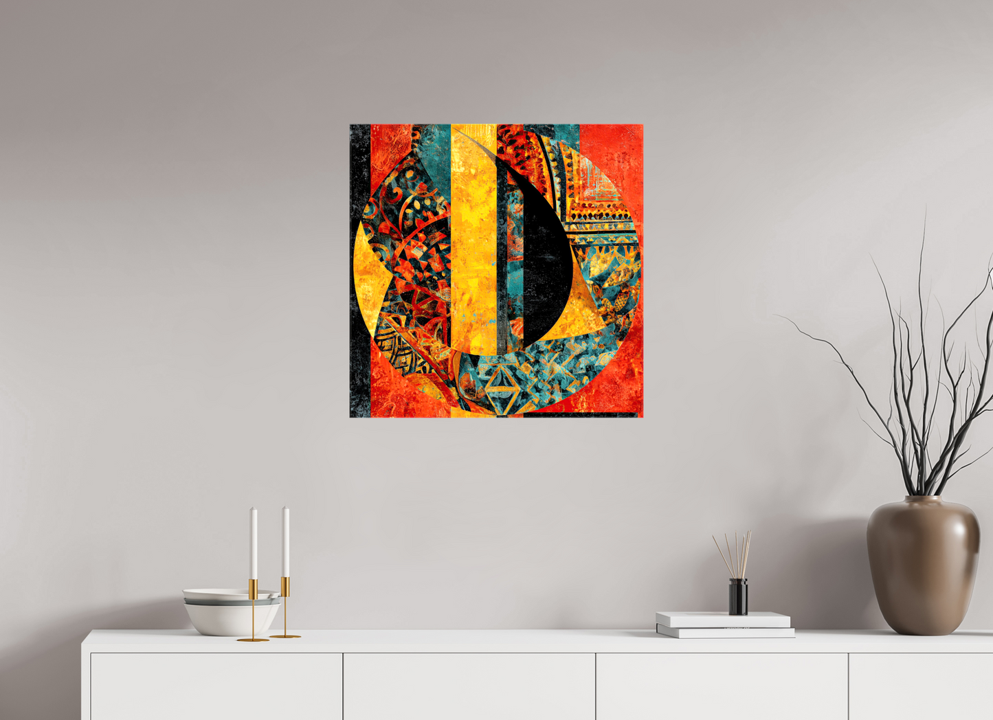 25 x 25″, Glossy Canvas Tribal Circle 2