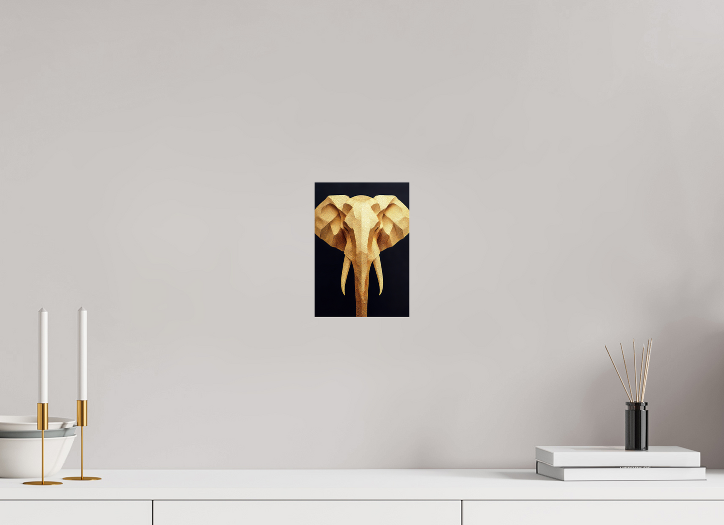 ISO A5 (14,8 x 21 cm), Fine Art Print On Aluminum Dibond Gold Elephant