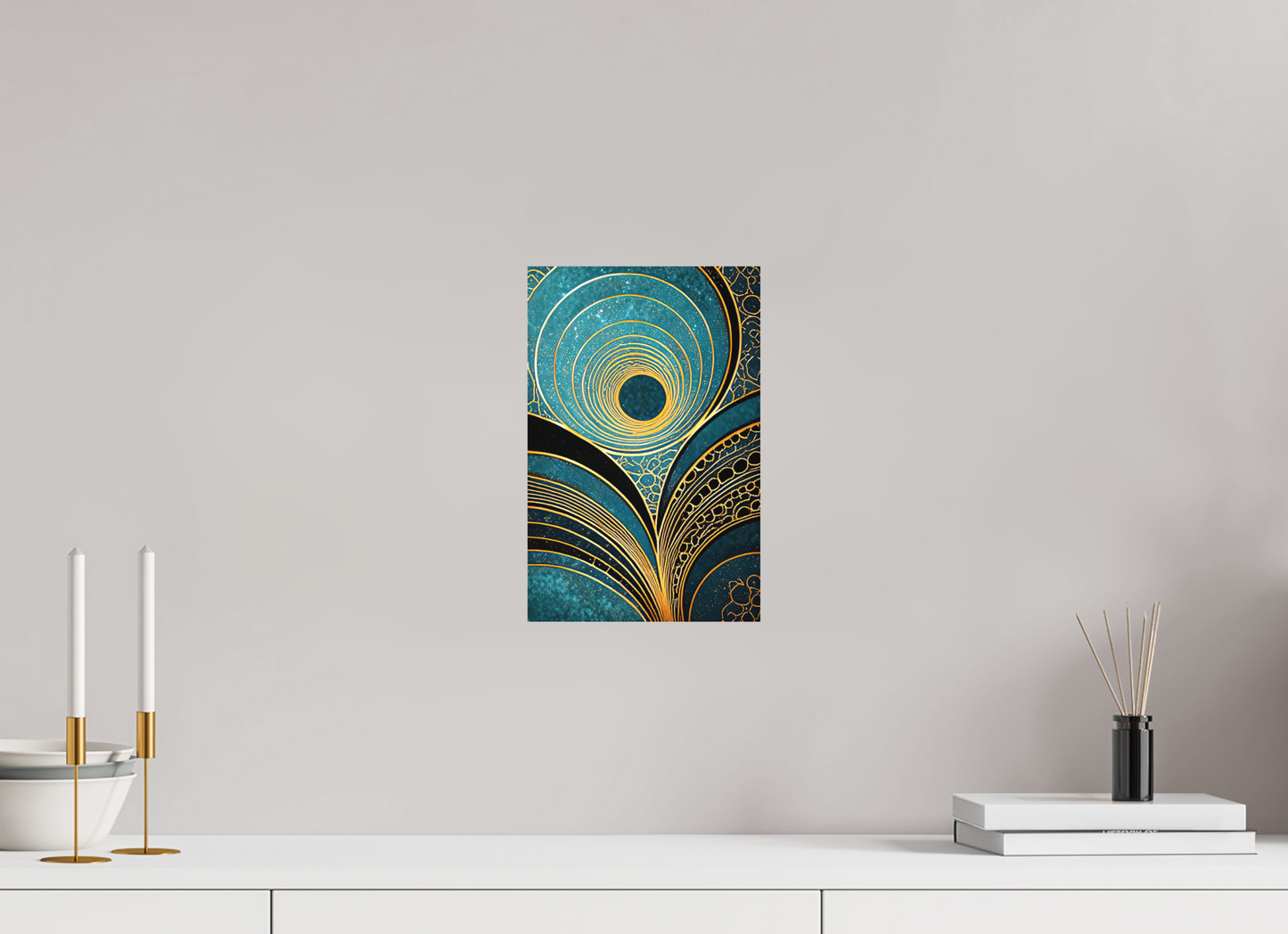 8 x 12.2″, Photo Print on Aluminum Backing Art Deco Teal 1