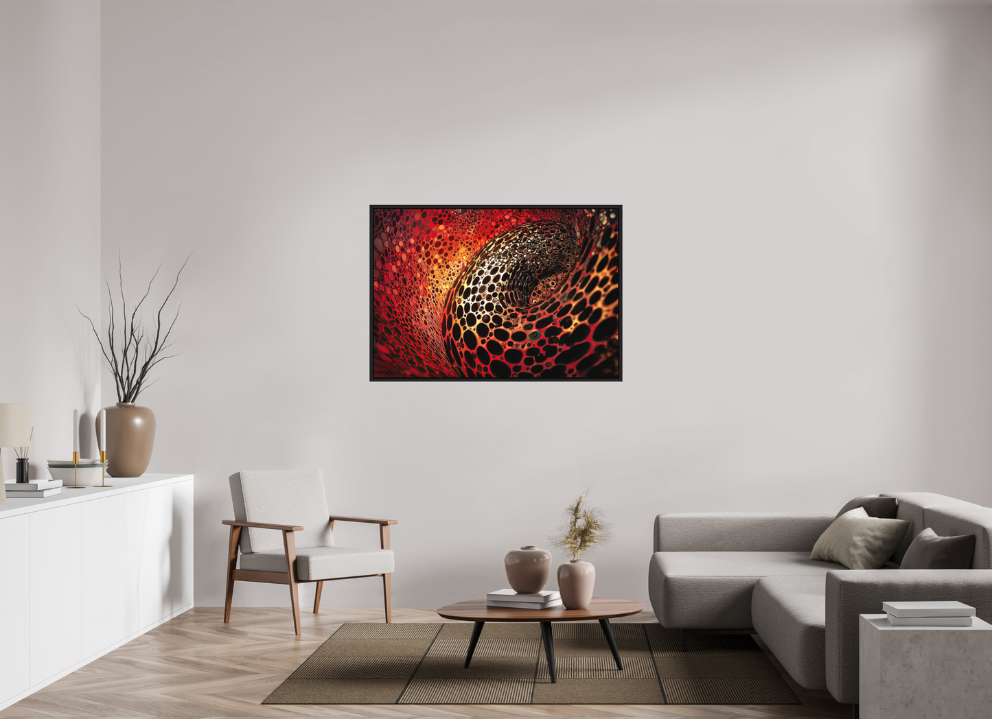 50.8 x 35″, Photo Print on Aluminum Backing with boarder Red Leopard