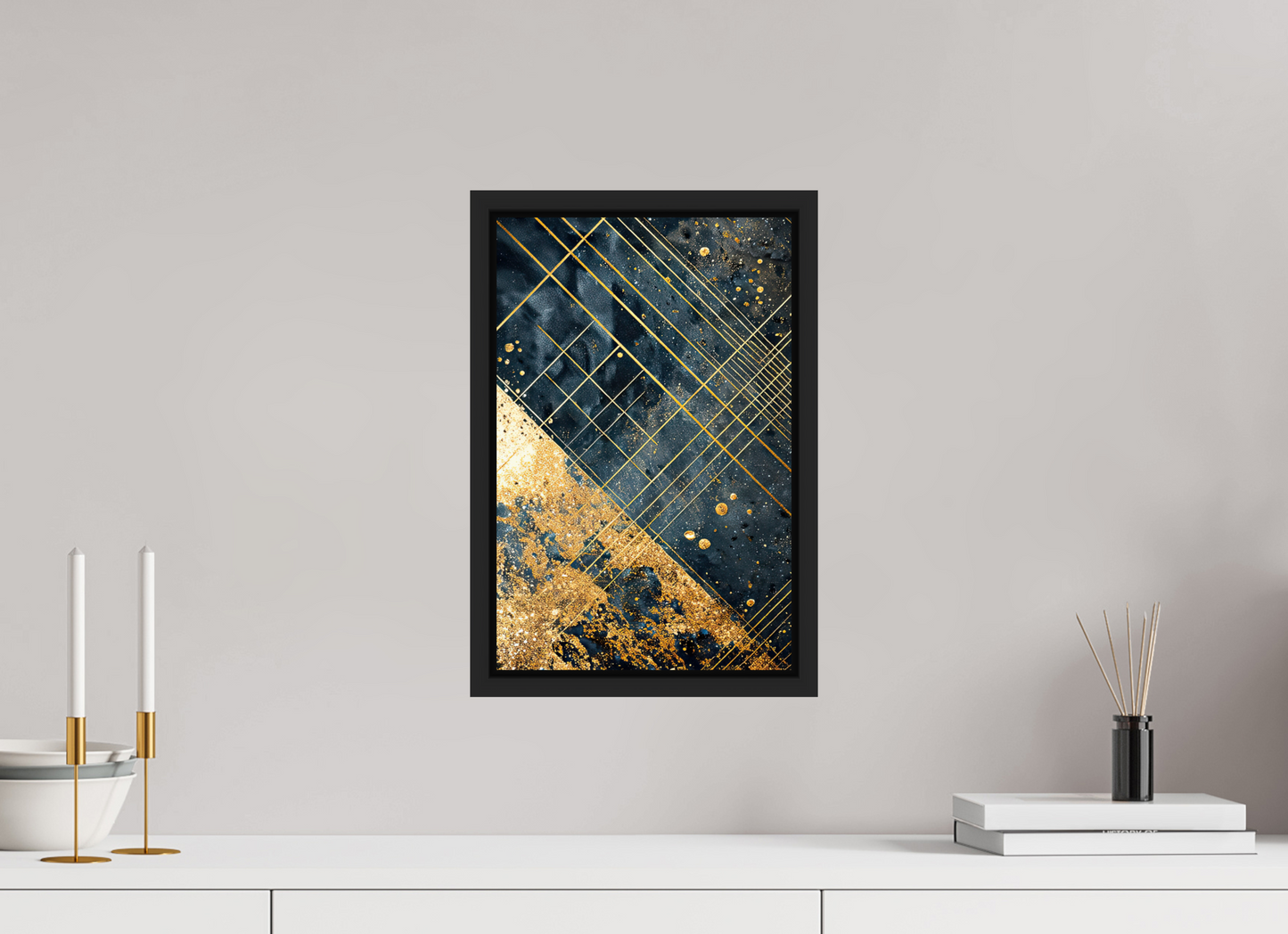 10 x 15.4″, Fine Art Print on Aluminum Dibond with Boarder Art Deco Gold Lines