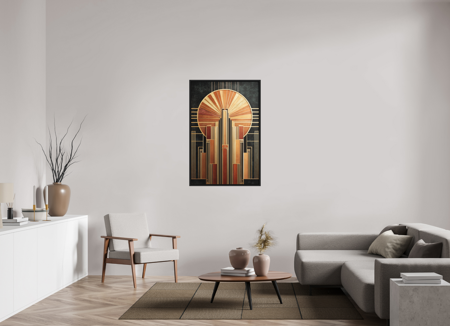 31 x 47″, Photo Print on Aluminum Backing with boarder Art Deco City 2