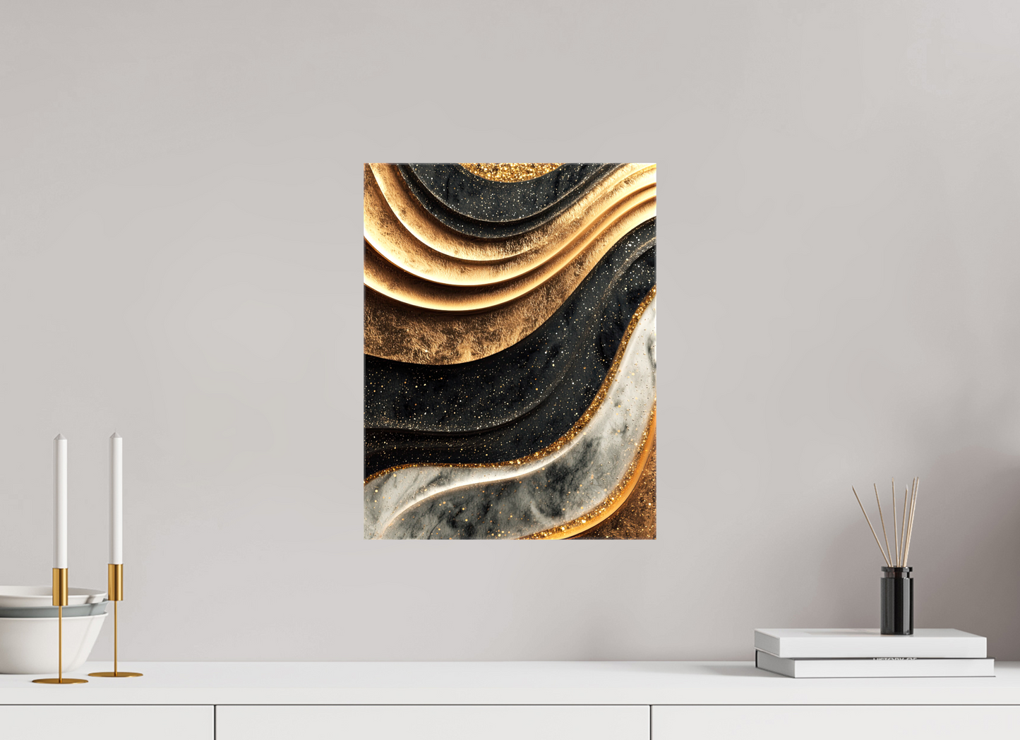12 x 15.6″, Glossy Canvas Gold Marble Swirl