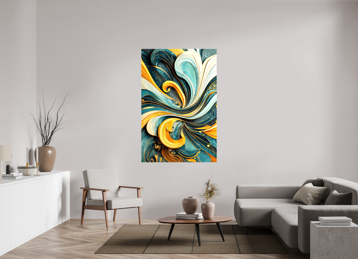 43 x 65″, Glossy Canvas Abstract Swirl
