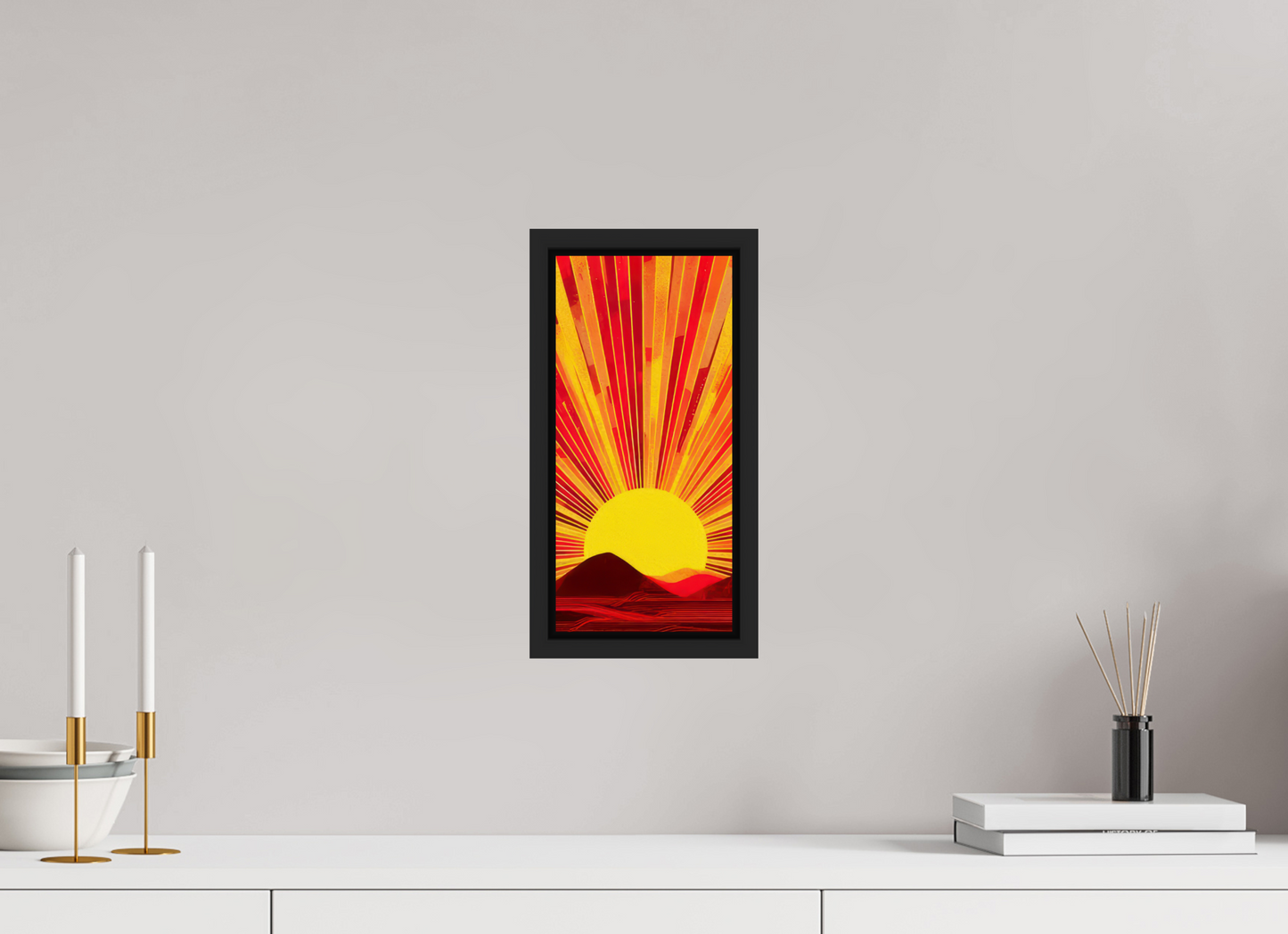 6 x 12.8″, Fine Art Print on Aluminum Dibond with Boarder Abstract Desert Sun