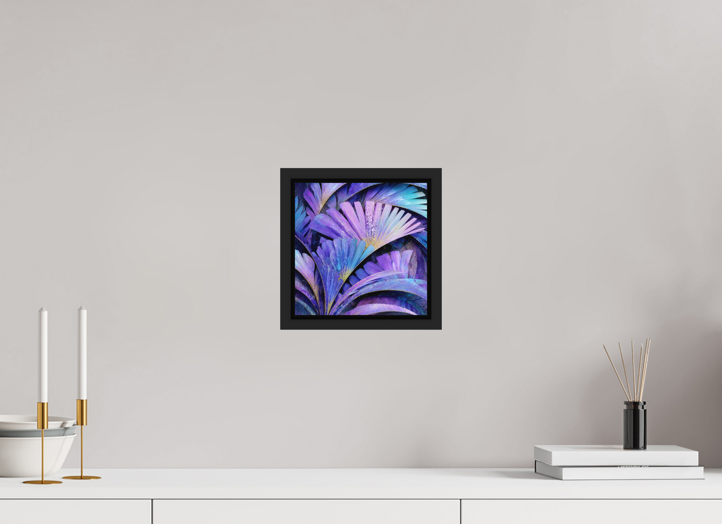 8 x 8″, Photo Print on Aluminum Backing with boarder Art Deco Purple Flowers