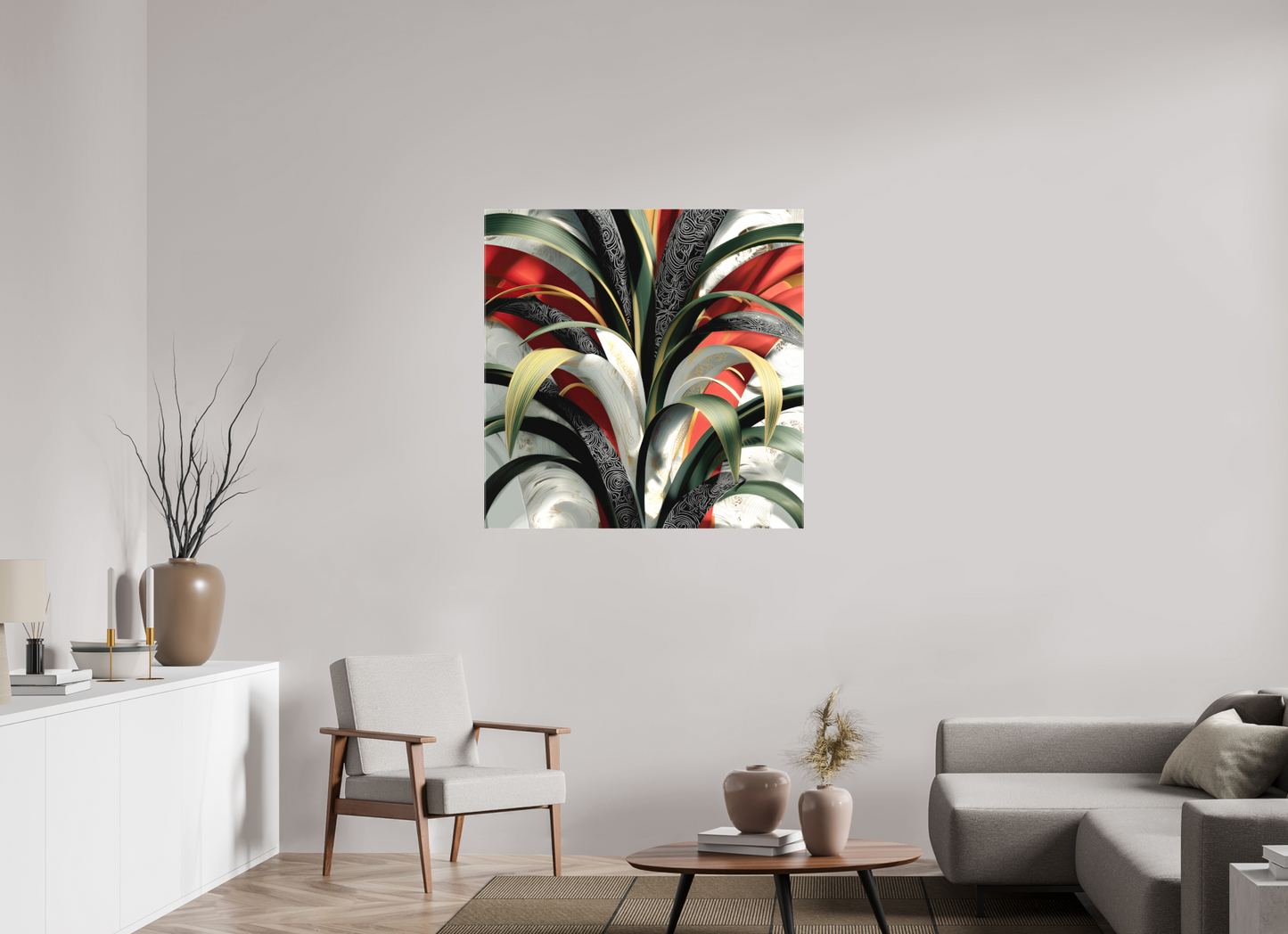 40 x 40″, Textile on Canvas House Plant