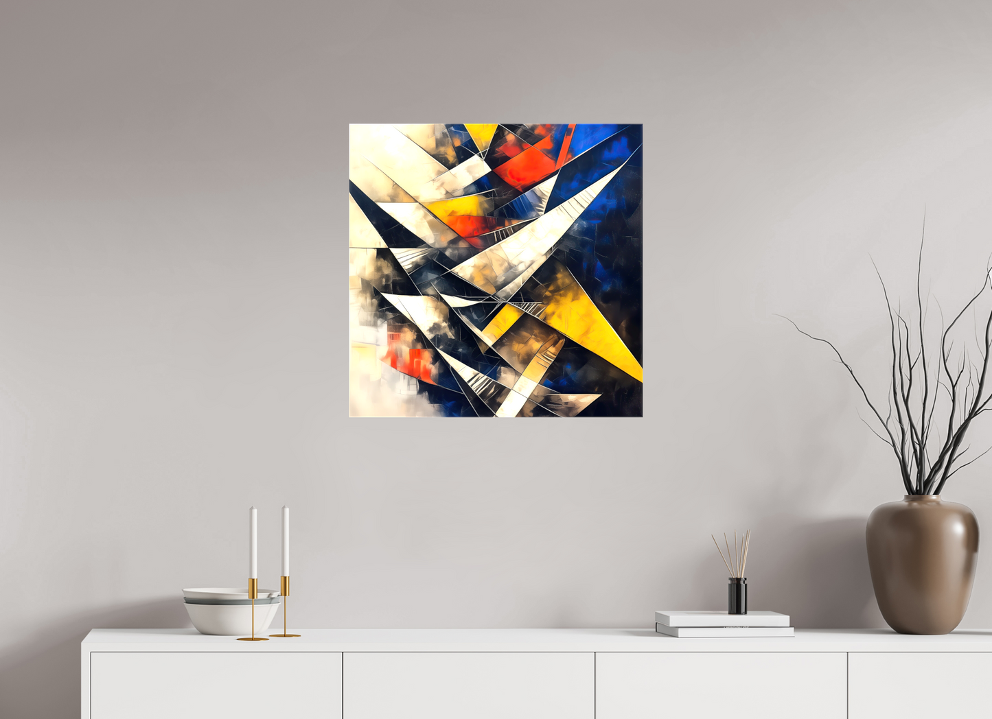 25 x 25″, Glossy Canvas Abstract Triangles