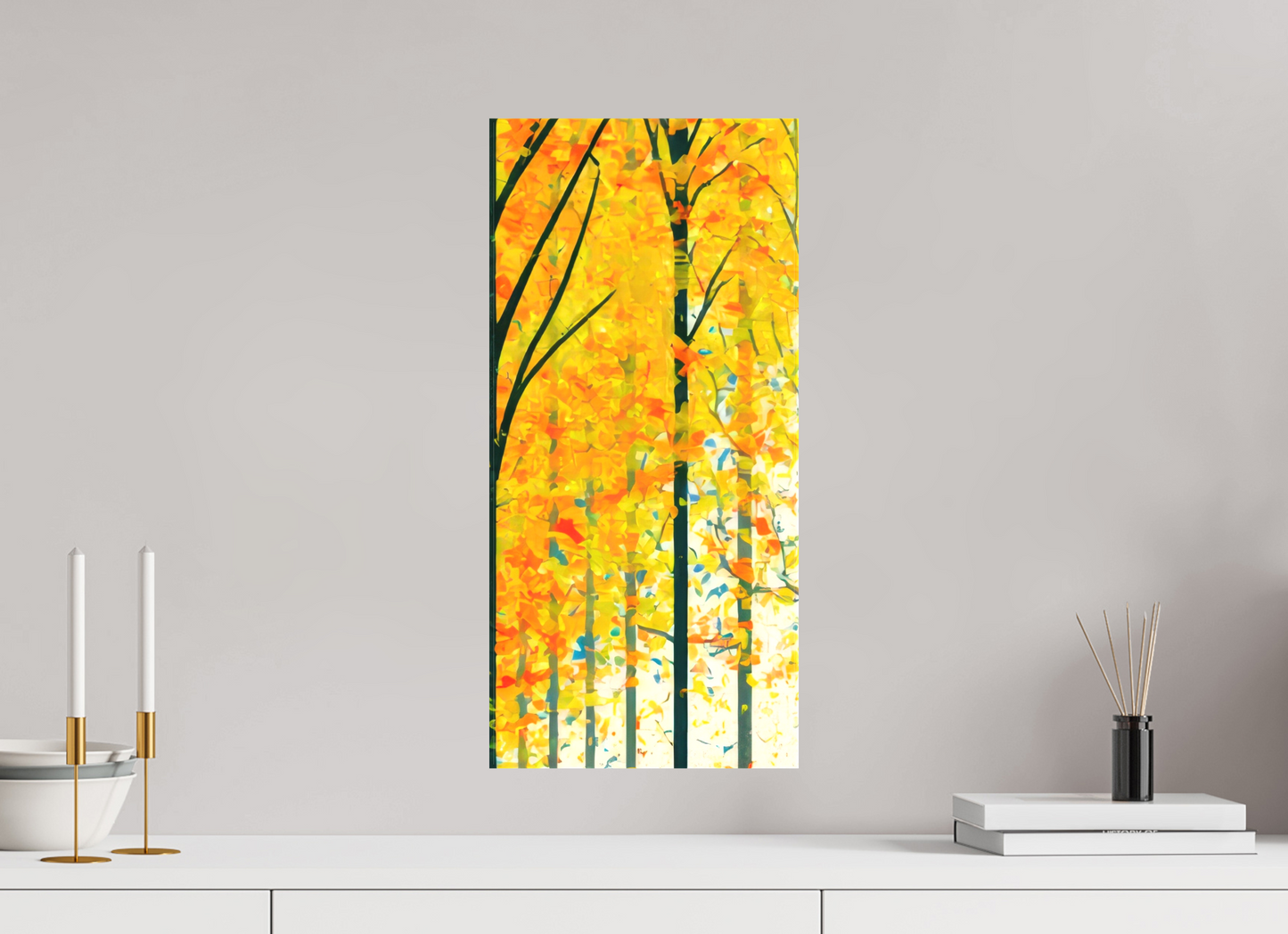 10 x 21.4″, Textile on Canvas Autumn Trees