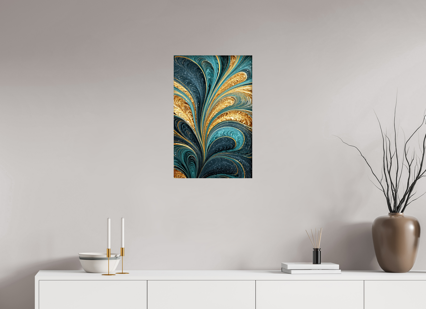 16 x 25″, Fine Art Print On Aluminum Dibond Art Deco Swirl
