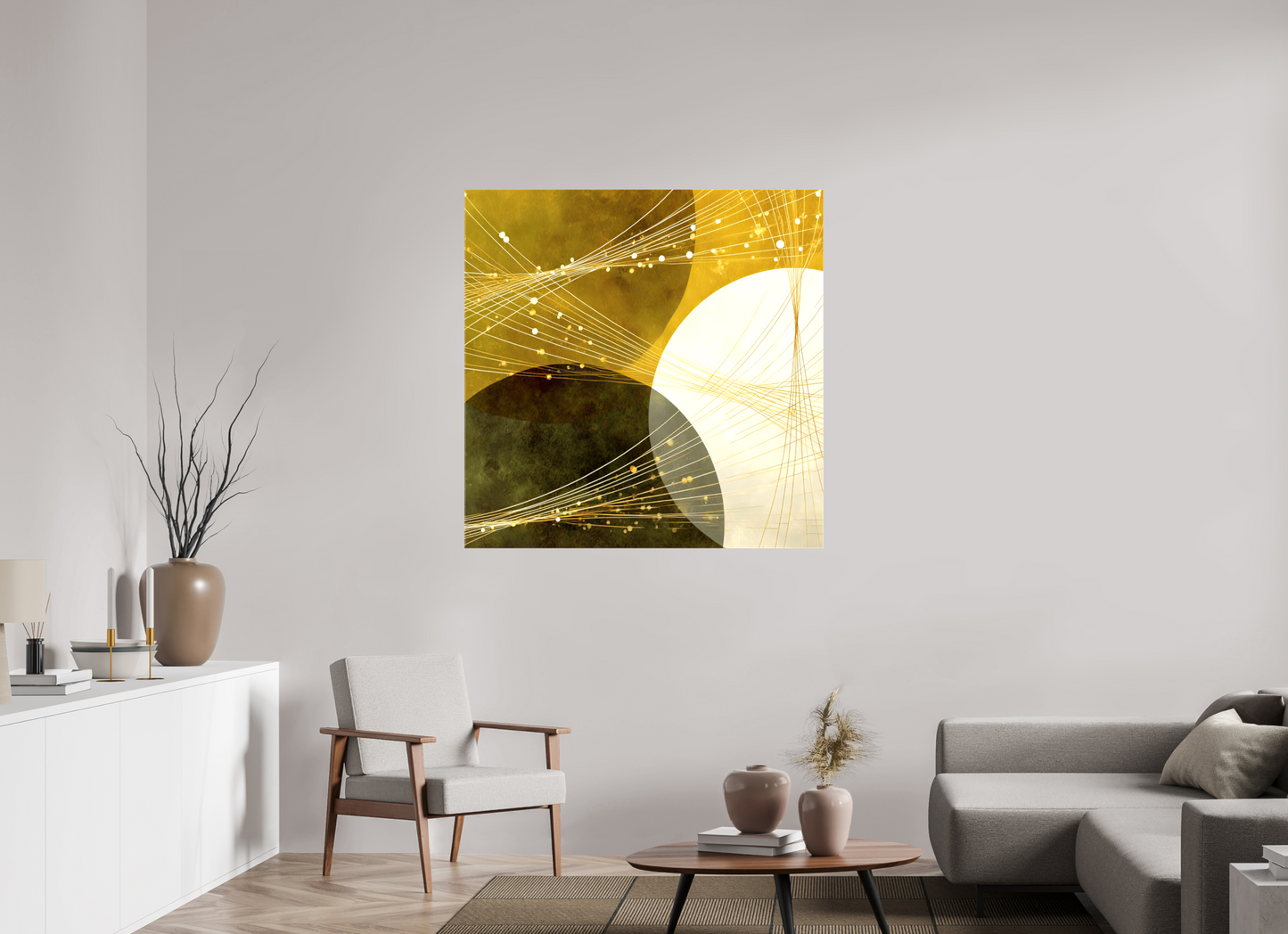 45 x 45″, Glossy Canvas Lime Circles