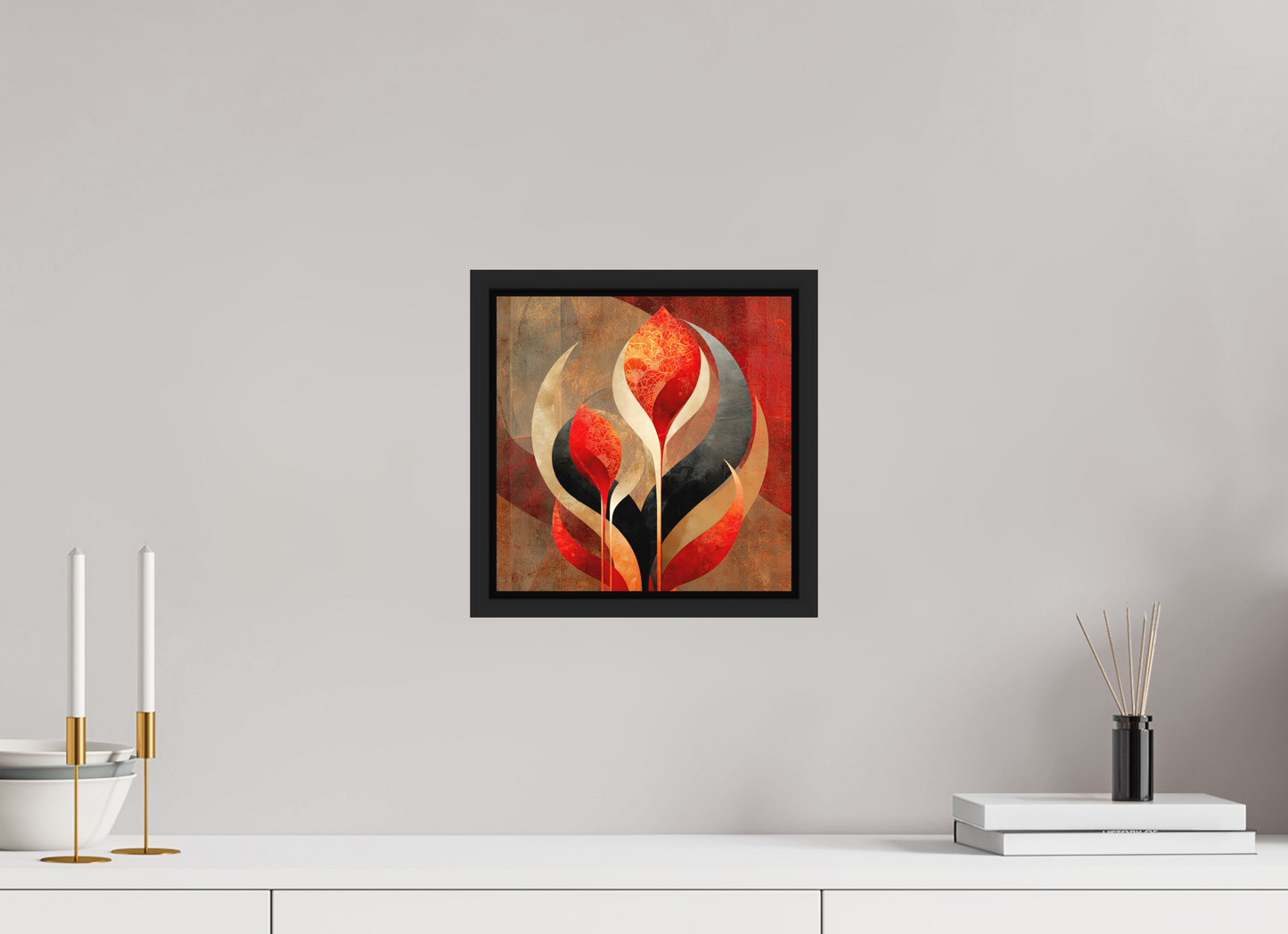 10 x 10″, Photo Print on Aluminum Backing with boarder Abstract Flowers 1