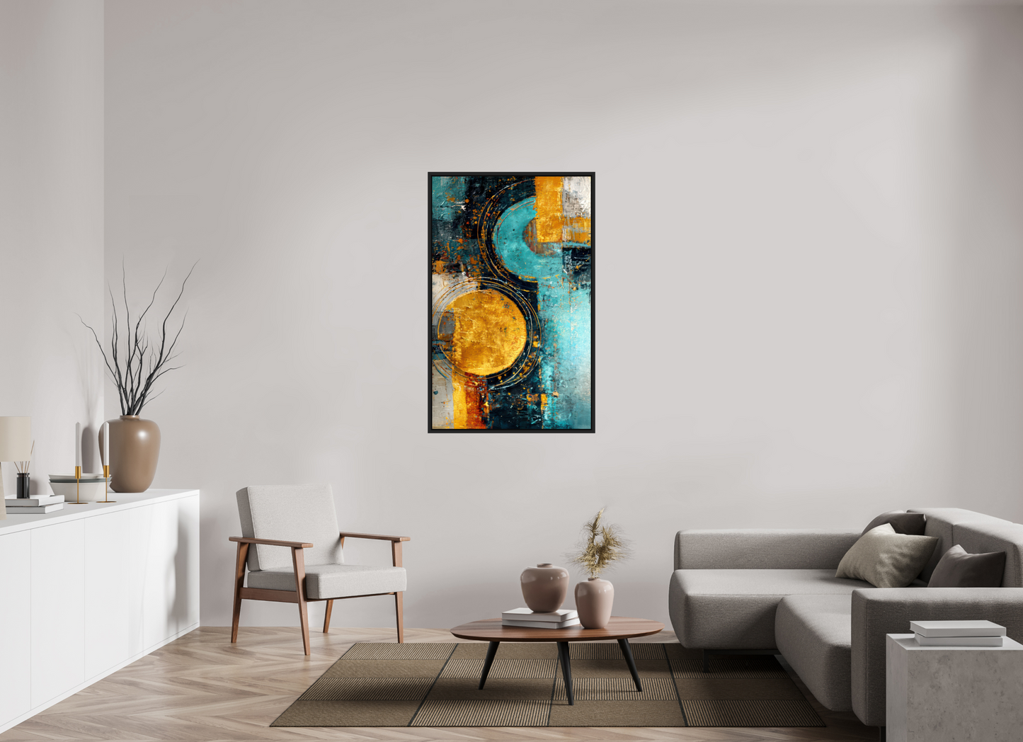 32 x 50.9″, Fine Art Print on Aluminum Dibond with Boarder Abstract Gold Paint 2