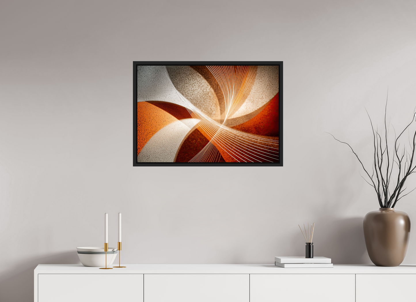 29.3 x 20″, Fine Art Print on Aluminum Dibond with Boarder Orange & White Swirl