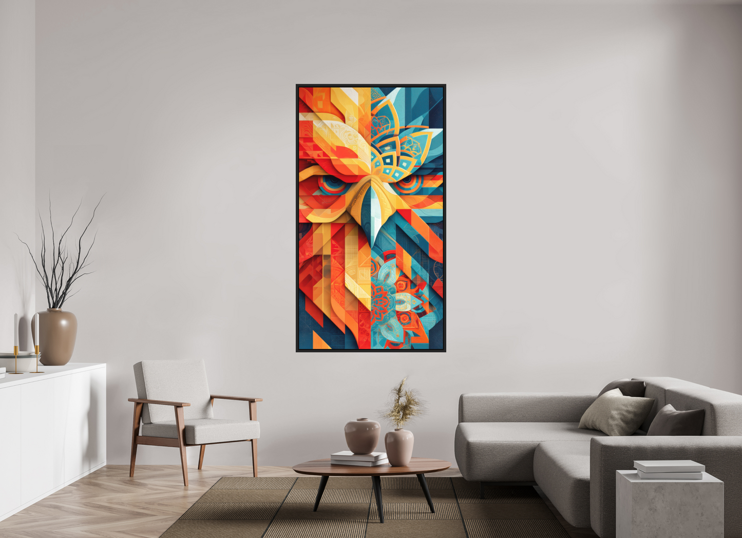 39 x 70.9″, Photo Print on Aluminum Backing with boarder Abstract Warm & Cold Eagle