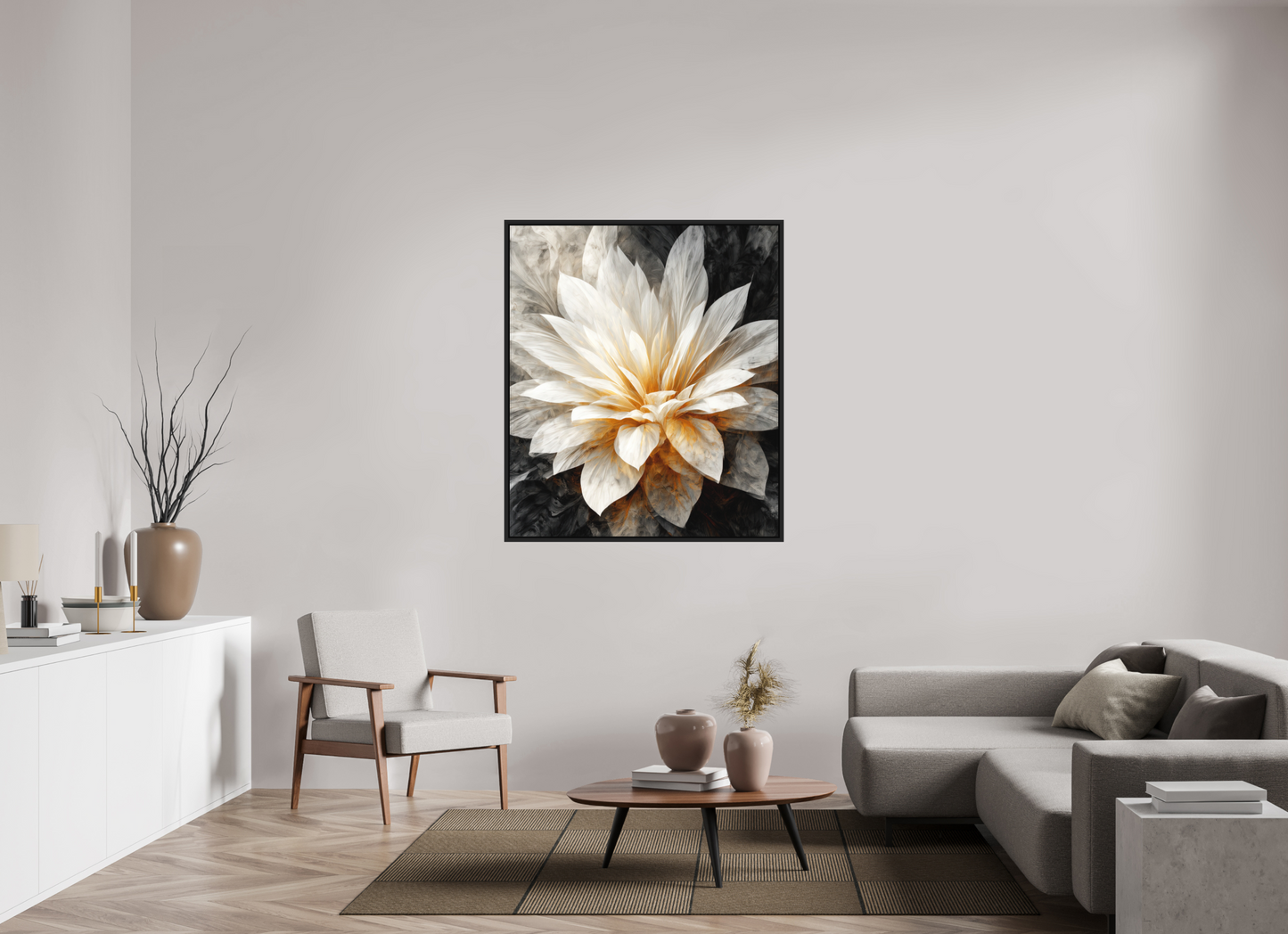 43 x 49.8″, Photo Print on Aluminum Backing with boarder White & Gold Flower 2