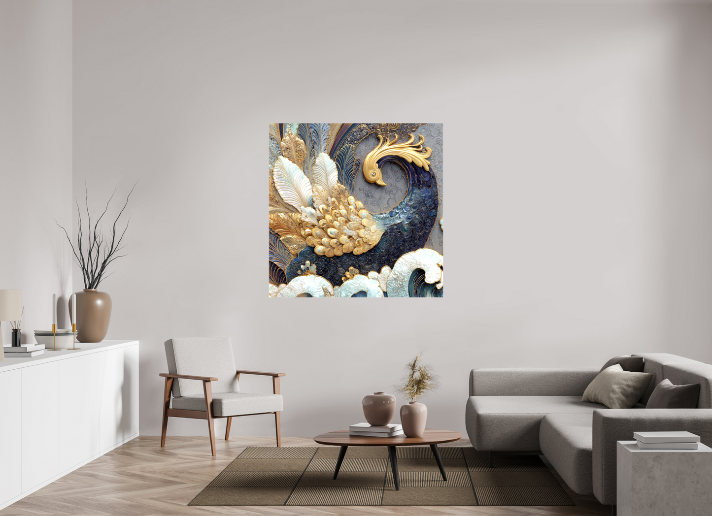 50 x 50″, Glossy Canvas Swan 2