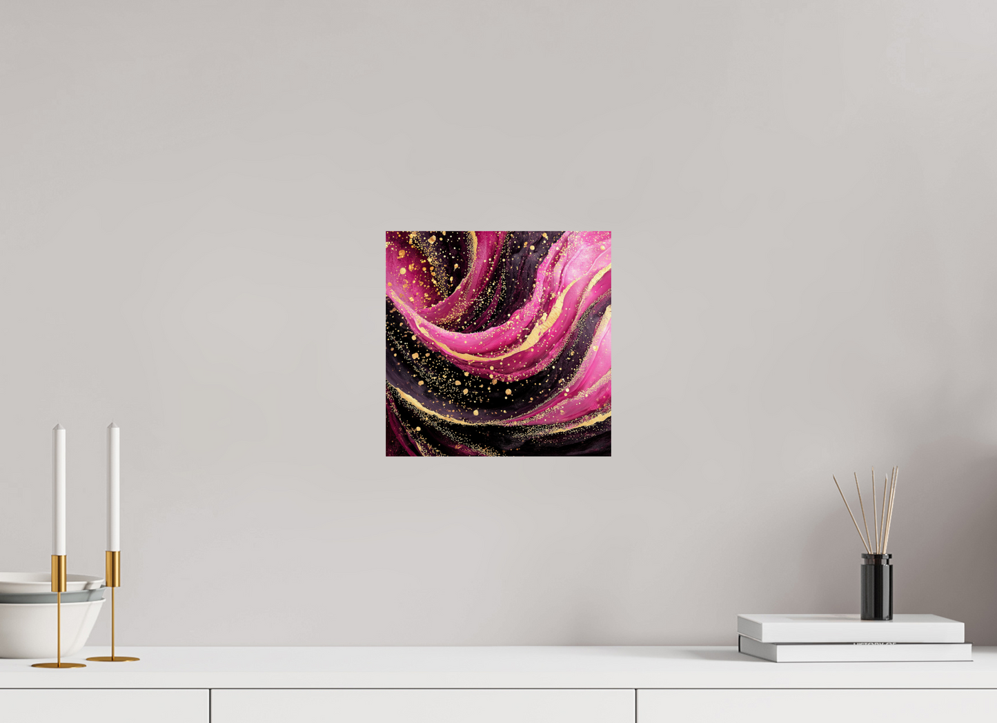 10 x 10″, Fine Art Print On Aluminum Dibond Pink & Gold