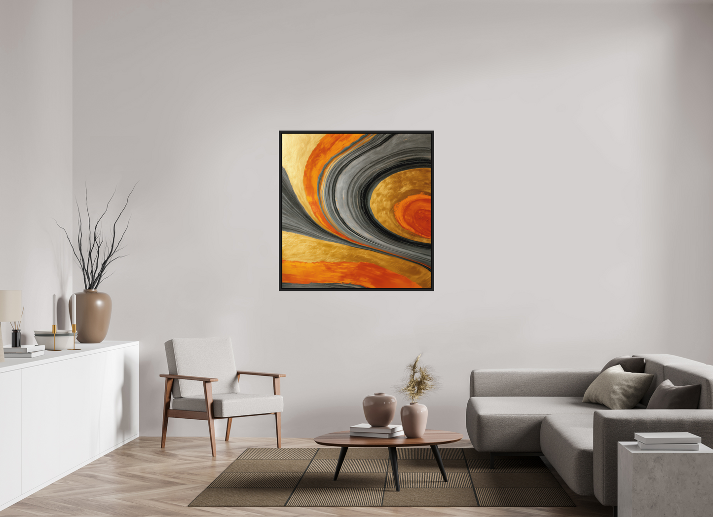 43 x 44.7″, Photo Print on Aluminum Backing with boarder Abstract Gold Geode 2