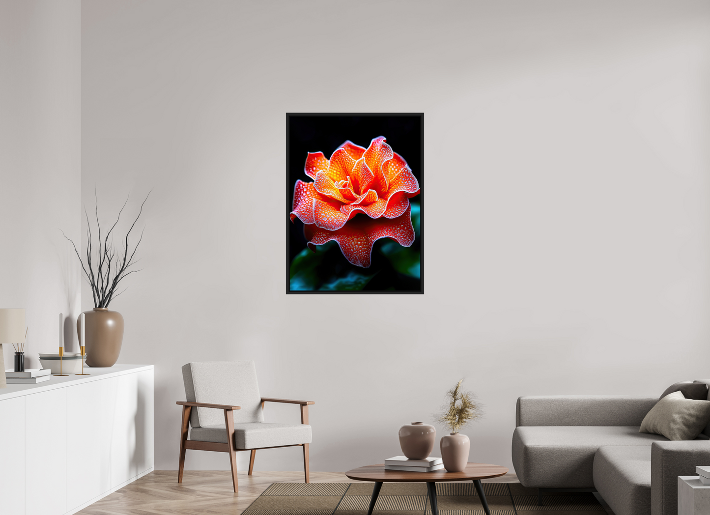 30 x 40″, Fine Art Print on Aluminum Dibond with Boarder Orange Flower
