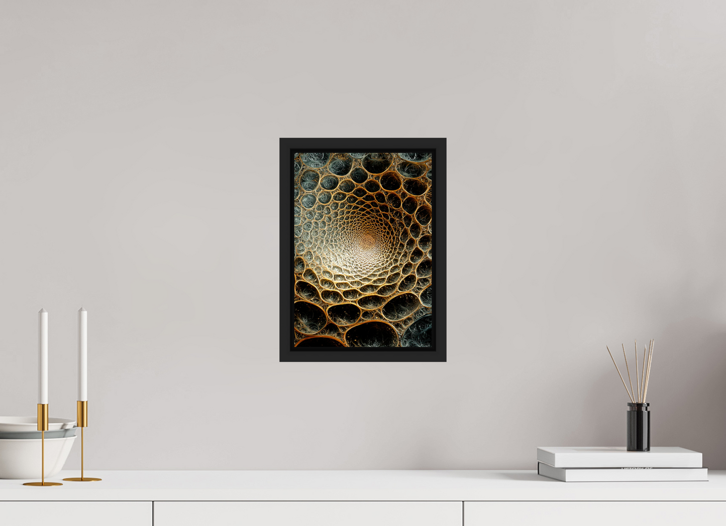 ISO A4 (21 x 29,7 cm), Fine Art Print on Aluminum Dibond with Boarder Alien Texture