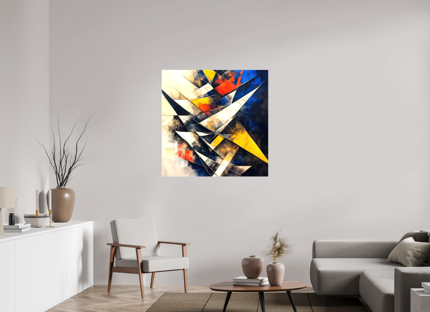 40 x 40″, Glossy Canvas Abstract Triangles