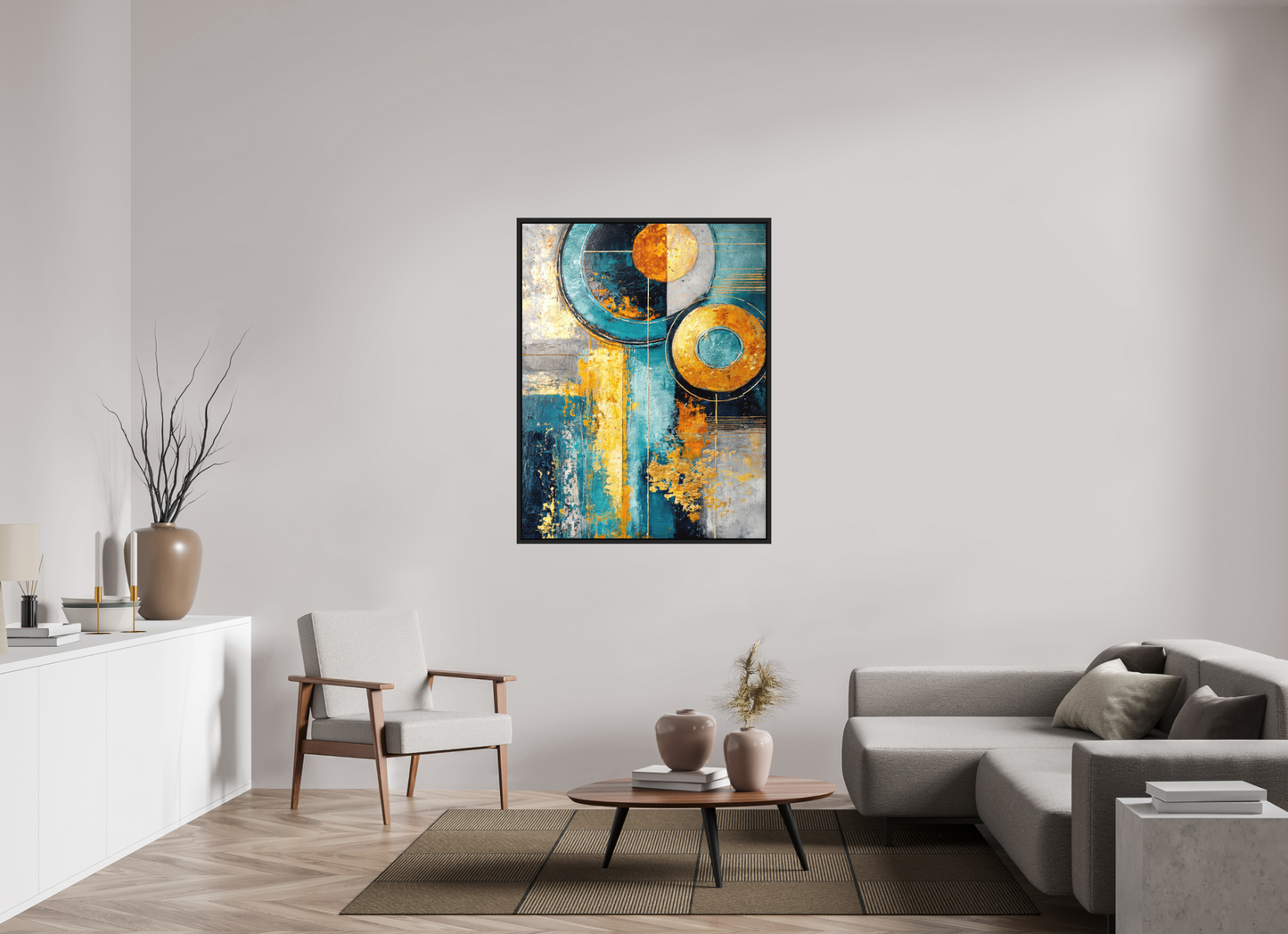 39 x 50.4″, Photo Print on Aluminum Backing with boarder Abstract Gold Paint 3