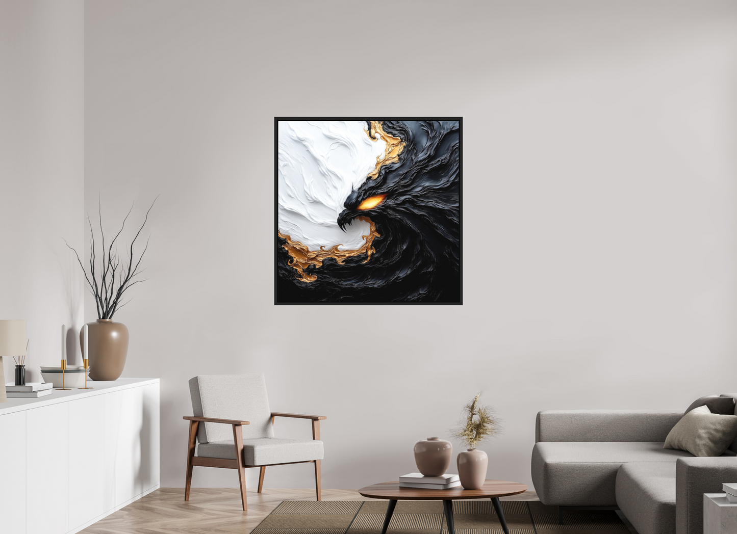40 x 40″, Photo Print on Aluminum Backing with boarder Yin Yang Bird
