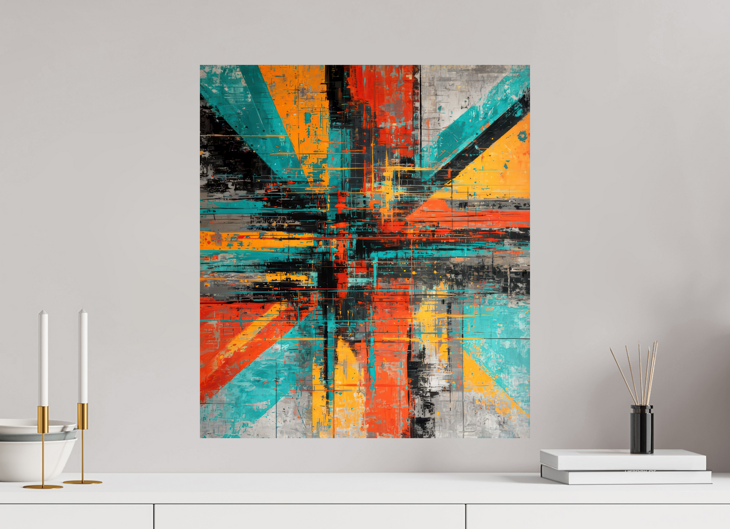 20 x 22.6″, Fine Art Print On Aluminum Dibond Abstract Paint Lines