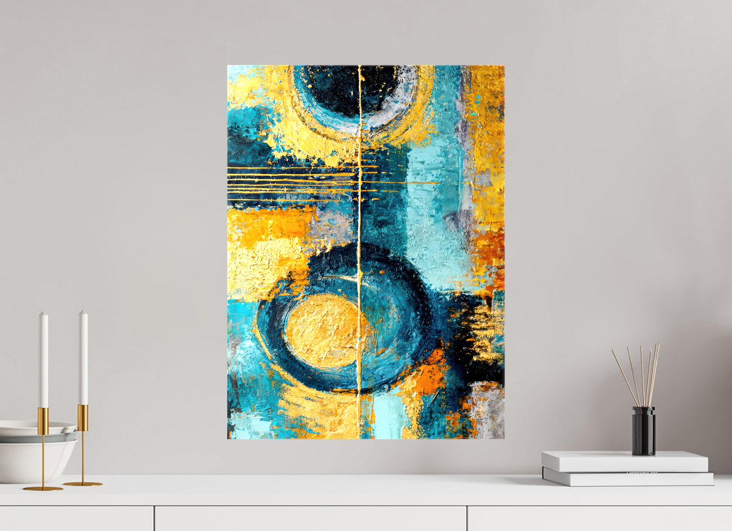 16 x 21.7″, Glossy Canvas Abstract Gold Paint
