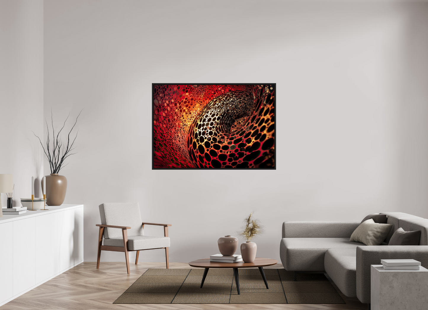 58 x 40″, Fine Art Print on Aluminum Dibond with Boarder Red Leopard