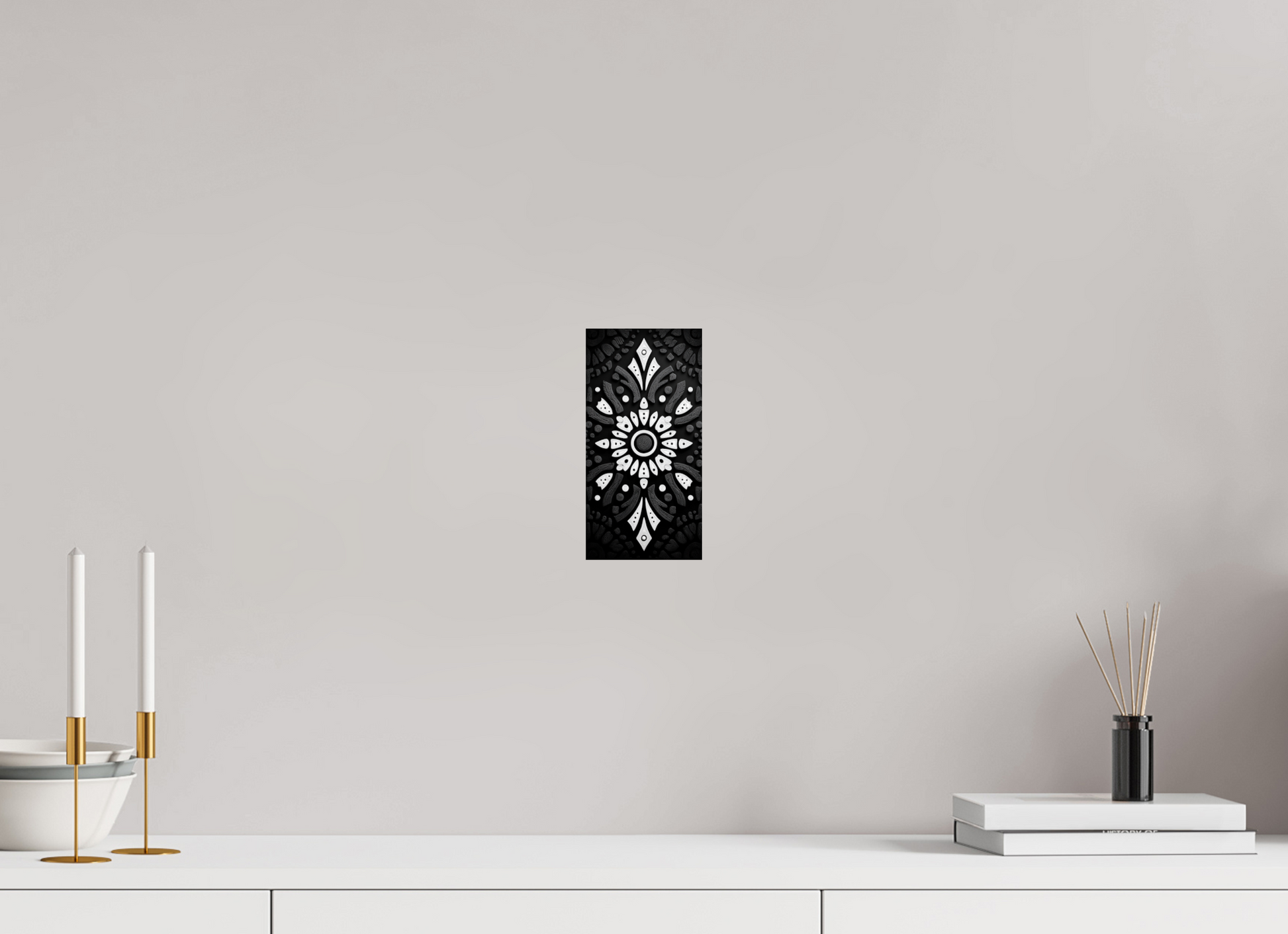 4 x 8″, Fine Art Print On Aluminum Dibond Black & White Tribal 1