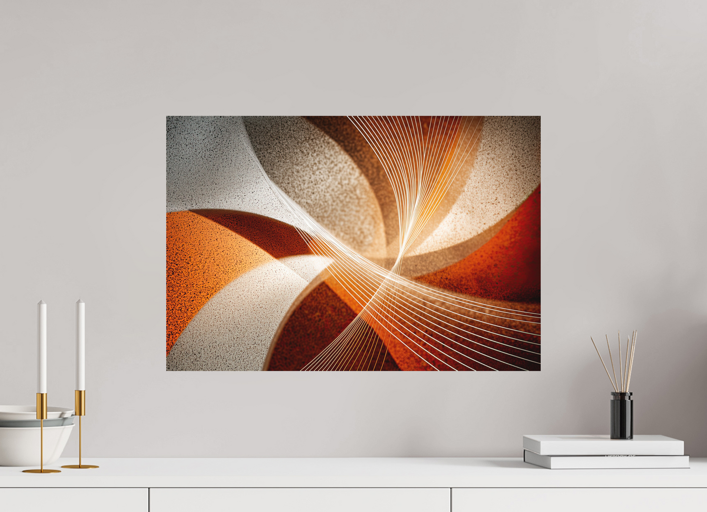 23.4 x 16″, Photo Print on Aluminum Backing Orange & White Swirl
