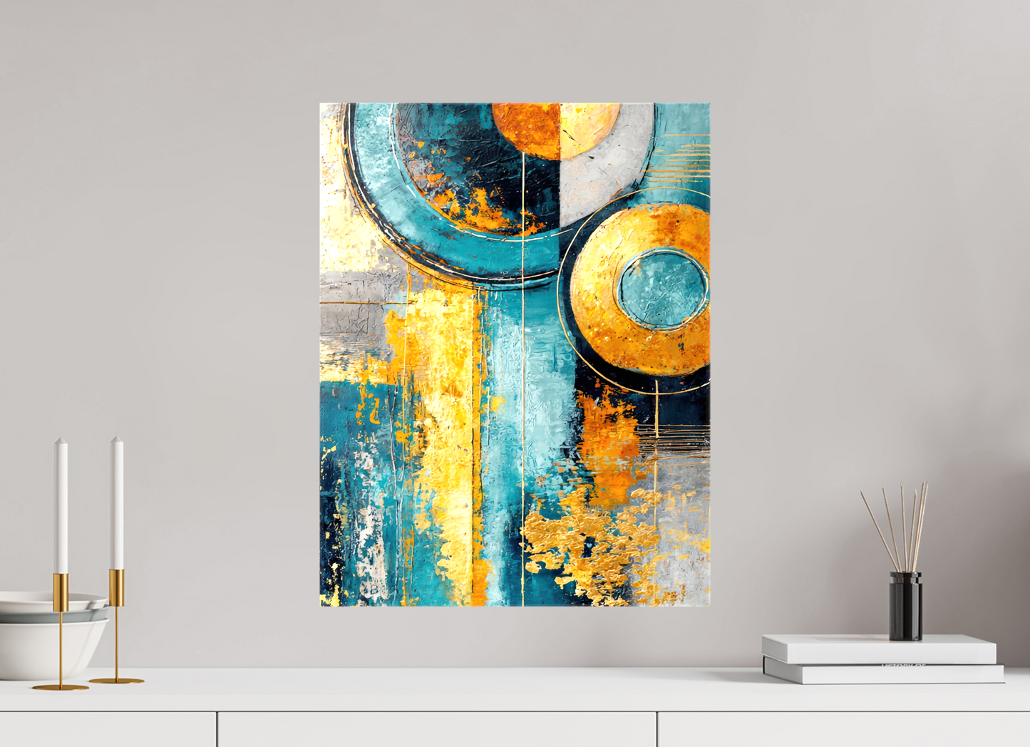 16 x 20.7″, Glossy Canvas Abstract Gold Paint 3