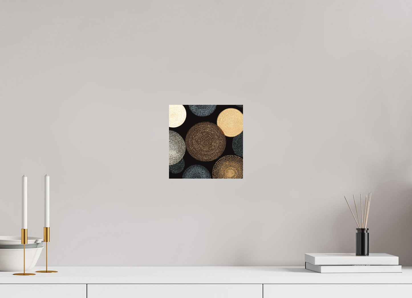 8 x 8″, Photo Print on Aluminum Backing Dot Circles