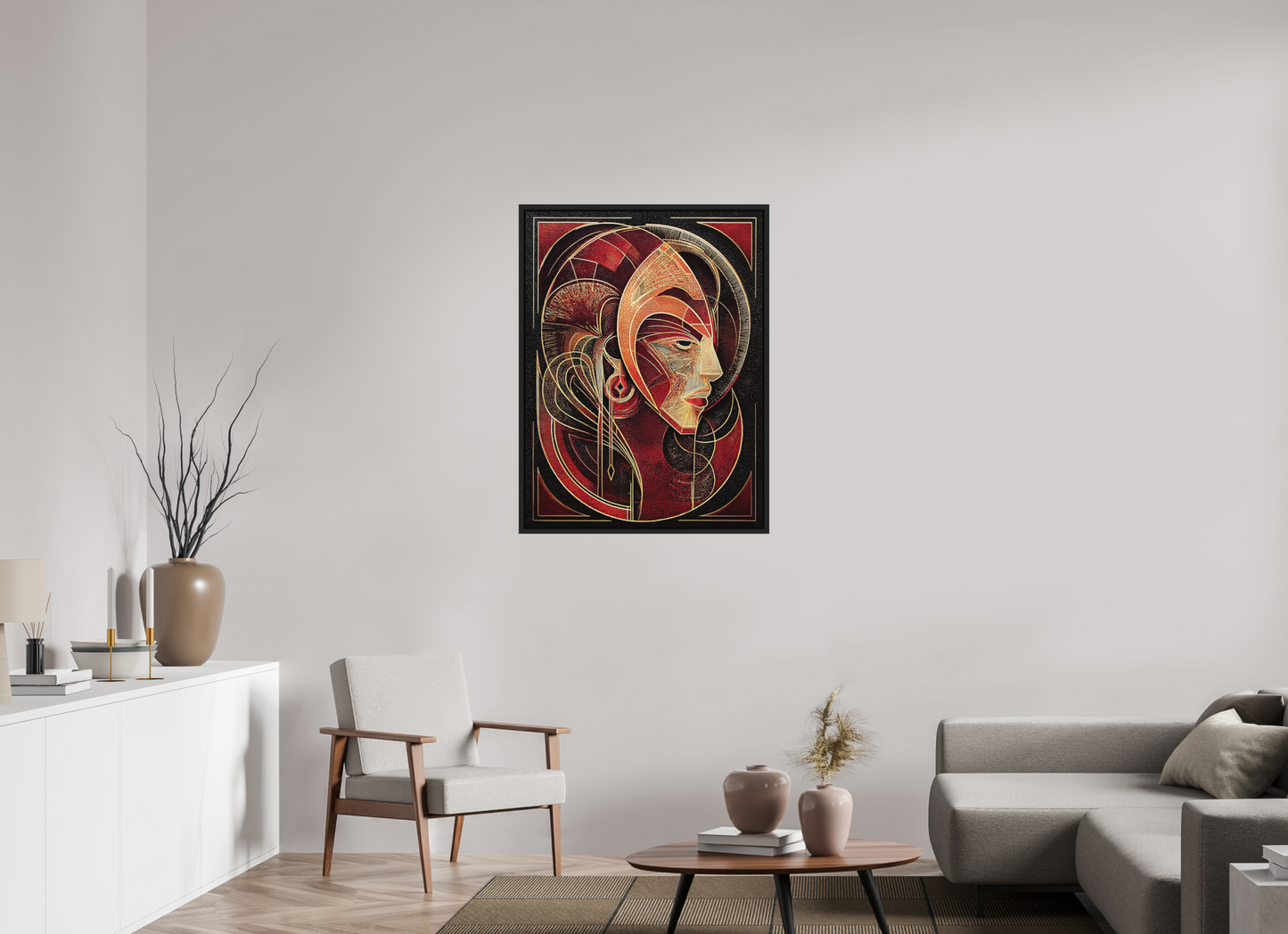 30 x 40″, Photo Print on Aluminum Backing with boarder Art Deco Face
