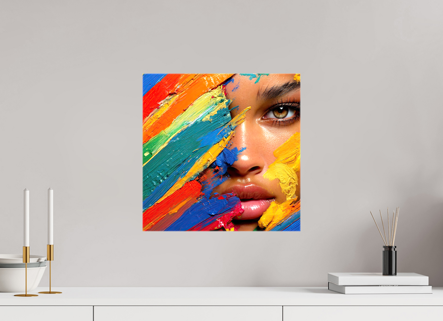 15 x 15″, Glossy Canvas Paintress
