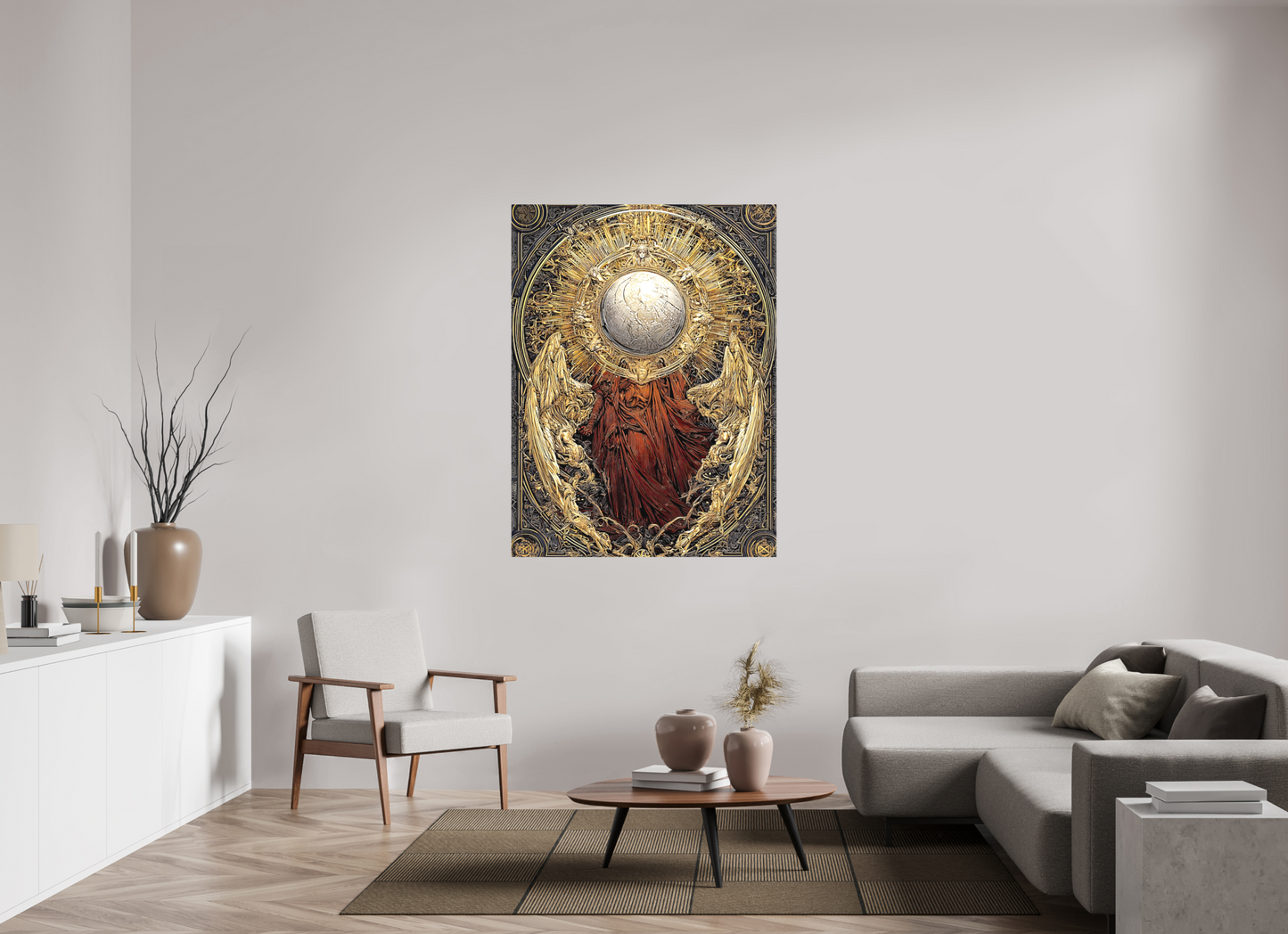 42 x 56″, Textile on Canvas Abstract Angel