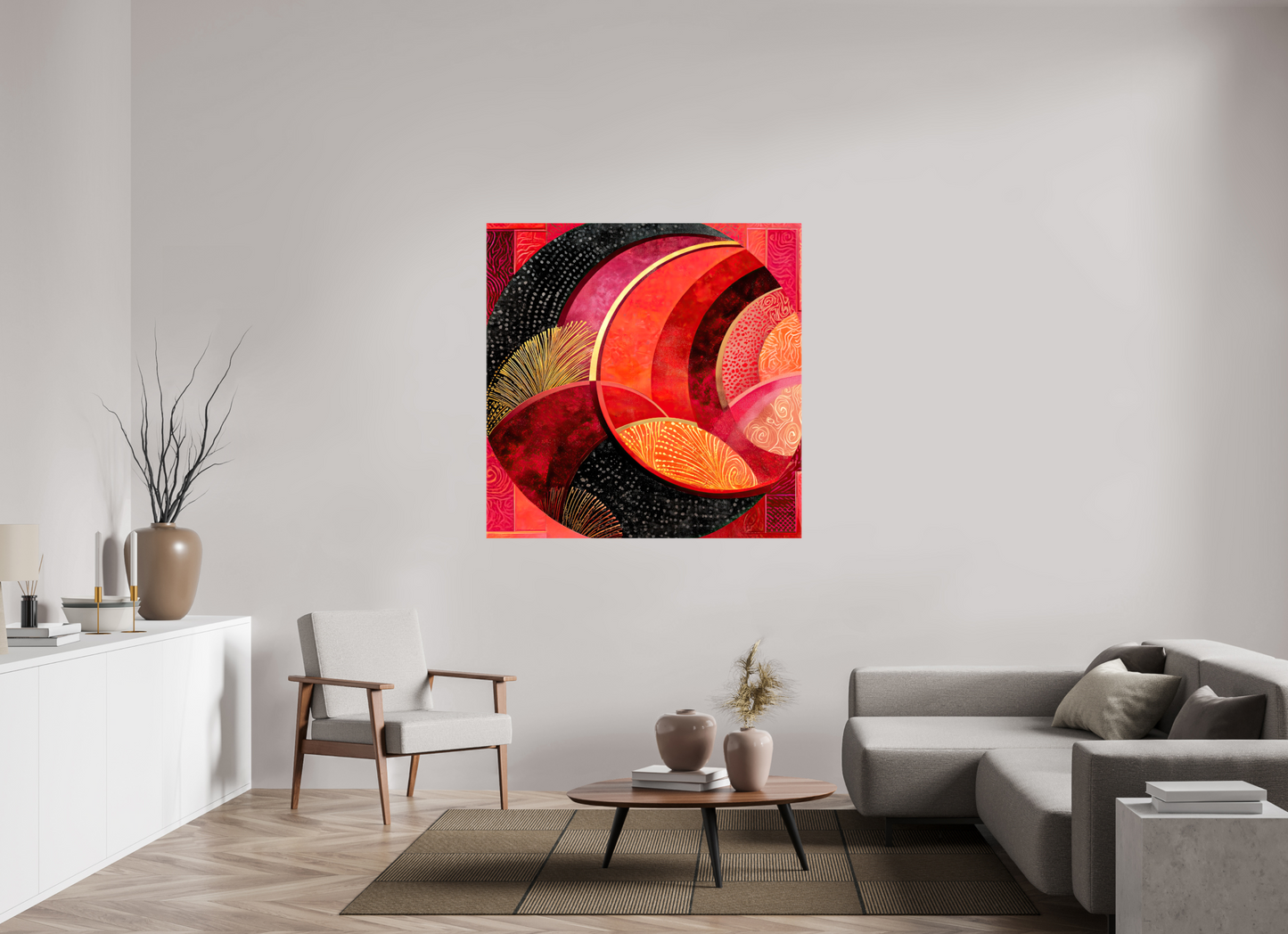 50 x 50″, Glossy Canvas Art Deco Circle