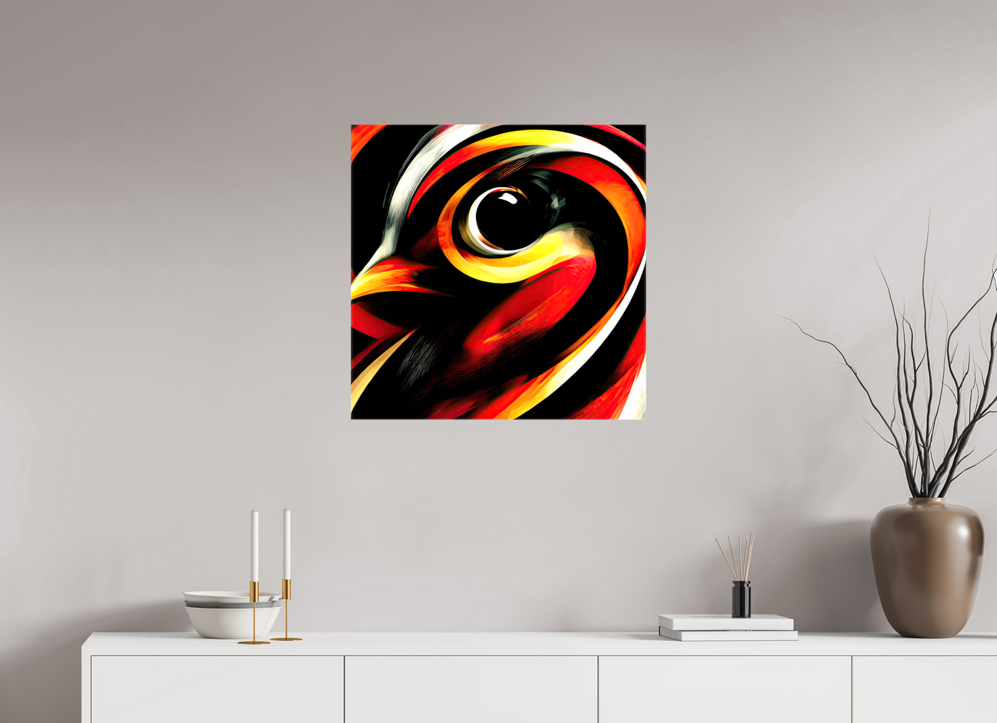 25 x 25″, Glossy Canvas Abstract Bird