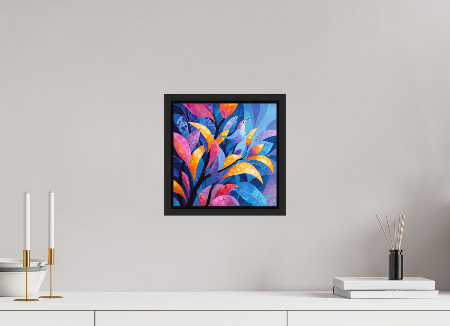10 x 10″, Photo Print on Aluminum Backing with boarder Tropical Bird