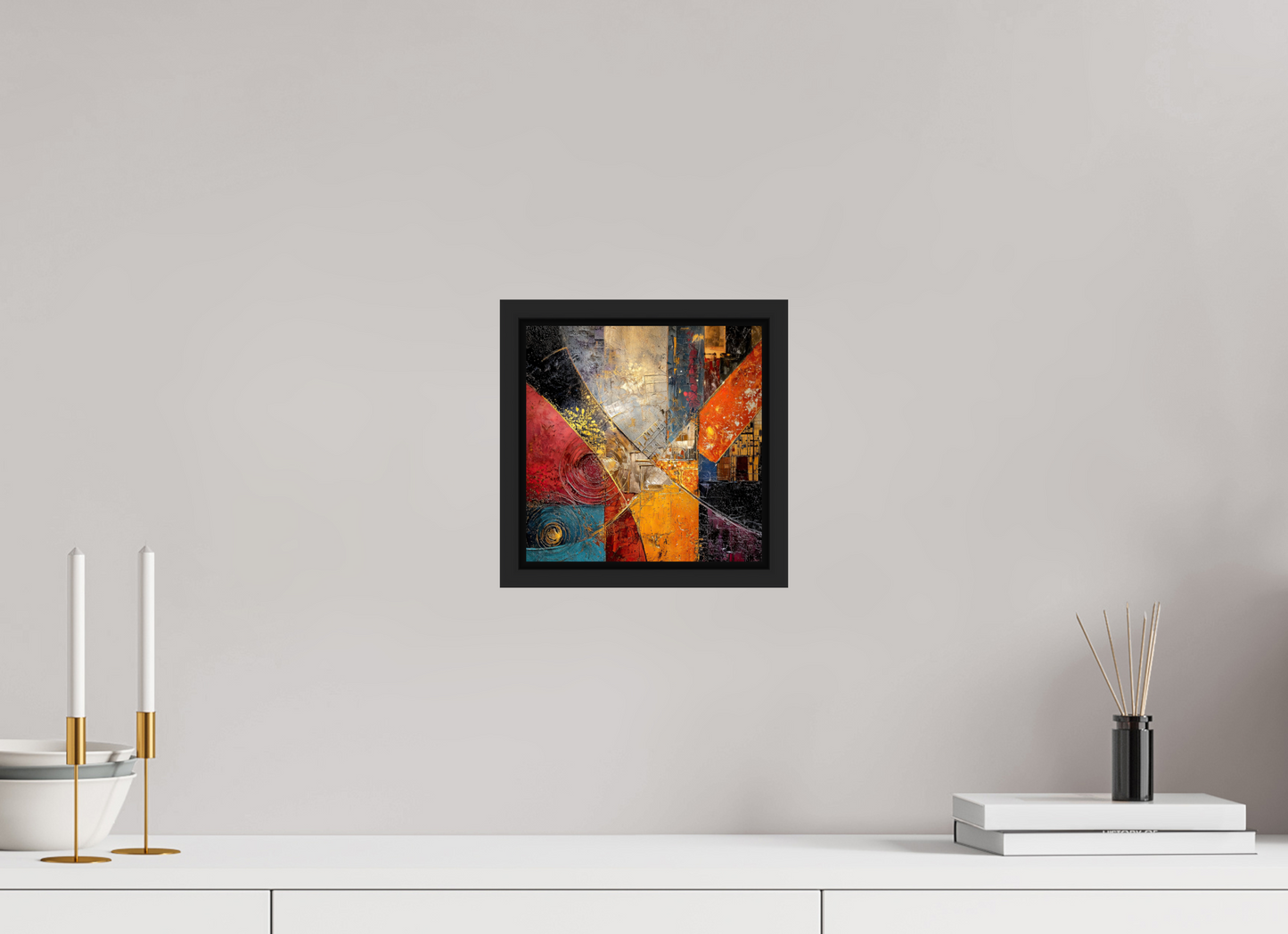 8 x 8″, Fine Art Print on Aluminum Dibond with Boarder Abstract Cracked Paint