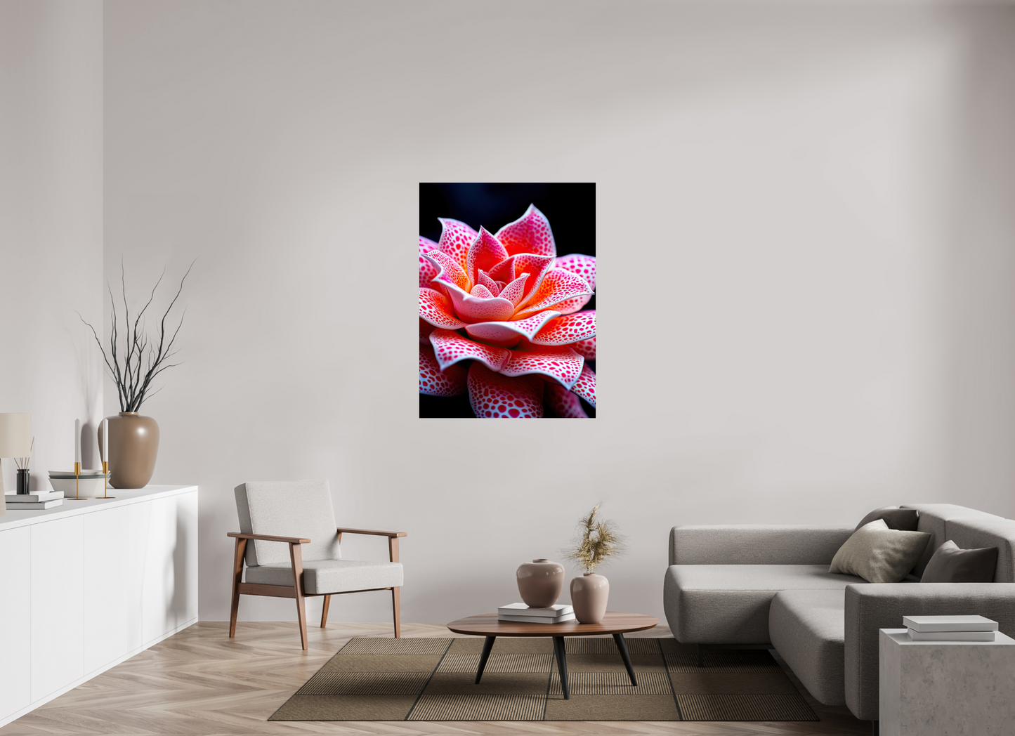 36 x 48″, Fine Art Print On Aluminum Dibond Red Dot Flower