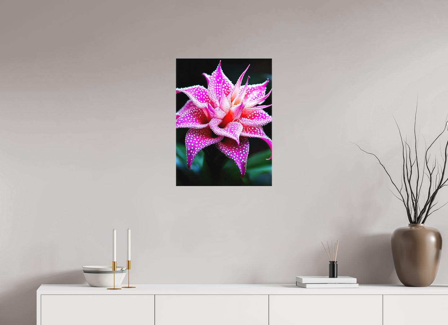 18 x 24″, Textile on Canvas Pink Mushroom Flower