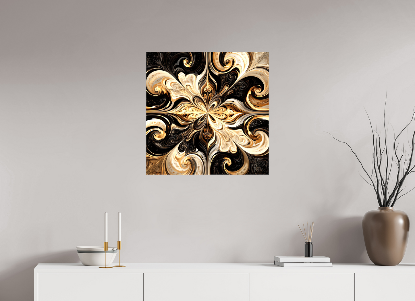 25 x 25″, Glossy Canvas Coffee & Cream